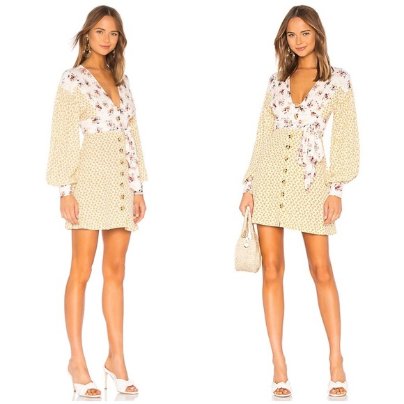 Free People Women’s Size XS Wonderland Mini Dress Button Down Floral Bohemian - Picture 3 of 9